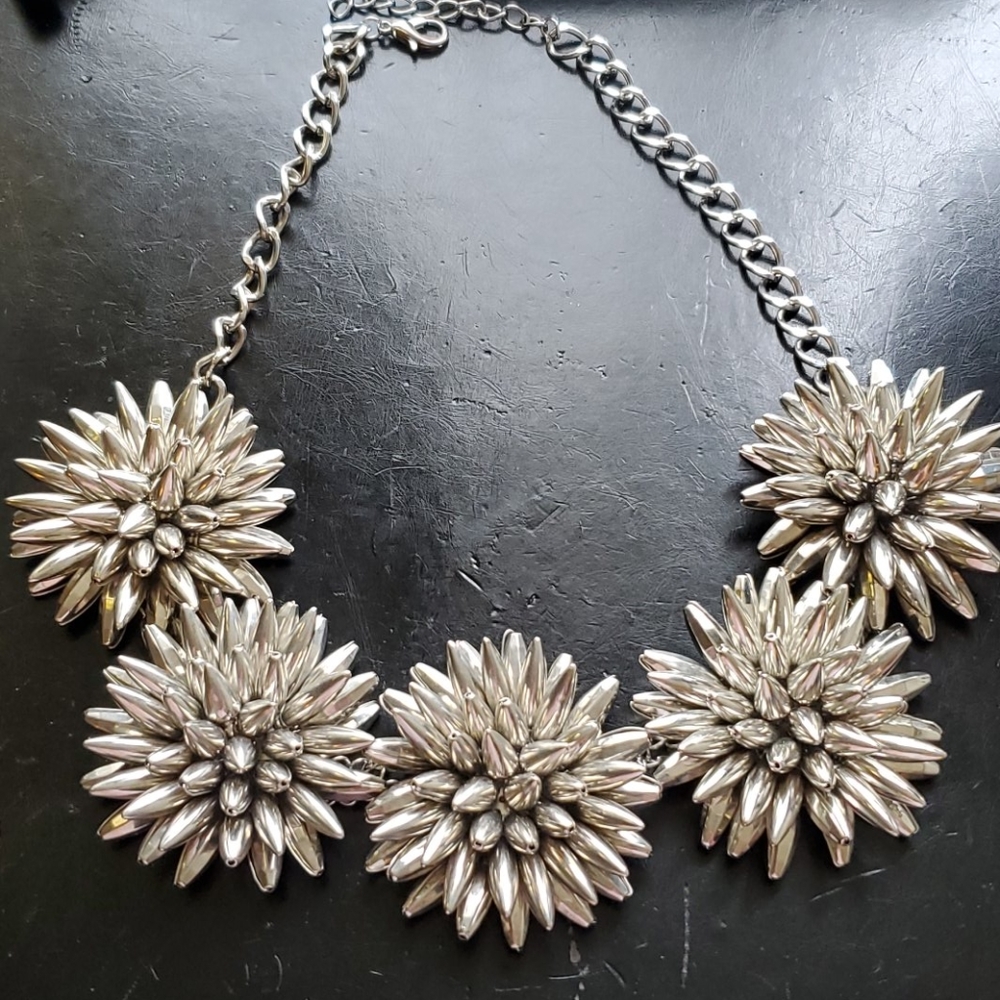 Unique Silver Statement Necklace - image 1